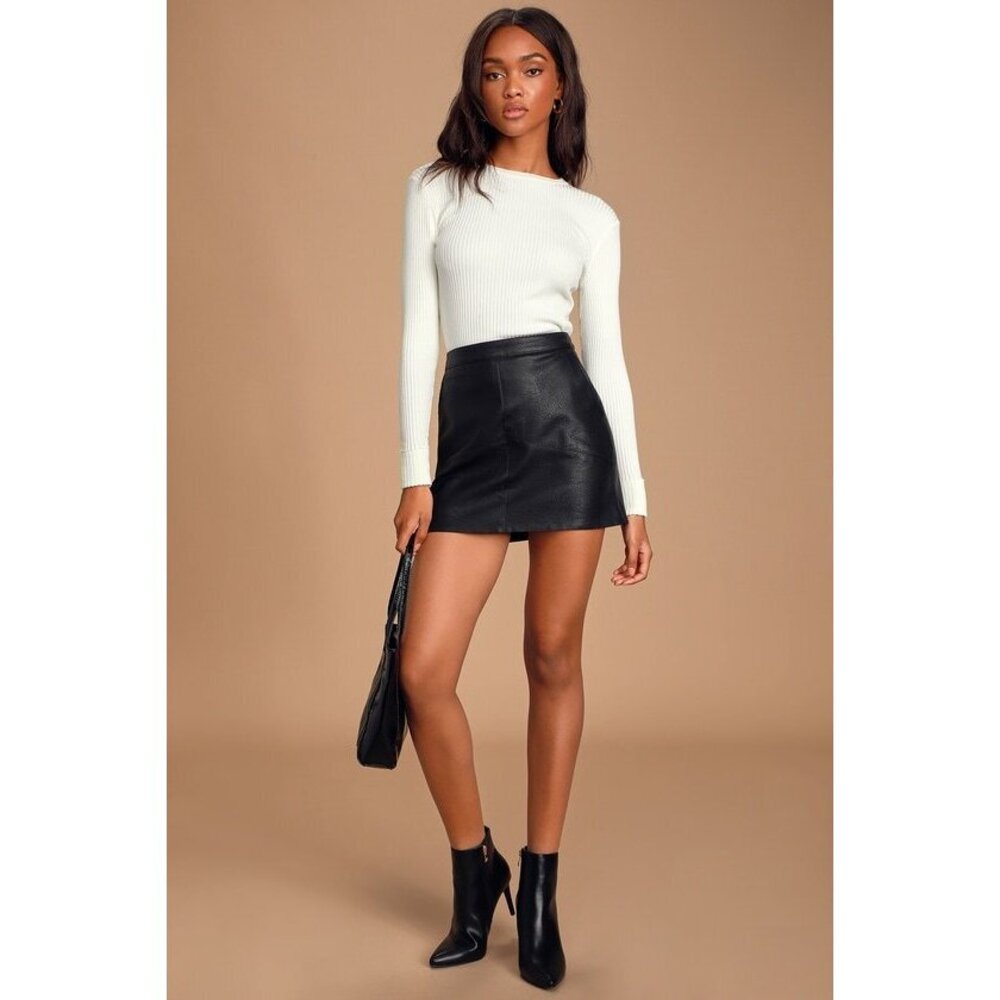 Lulus Basics Karlee Ivory Ribbed Knit Long Sleeve Sweater Top White - Size S